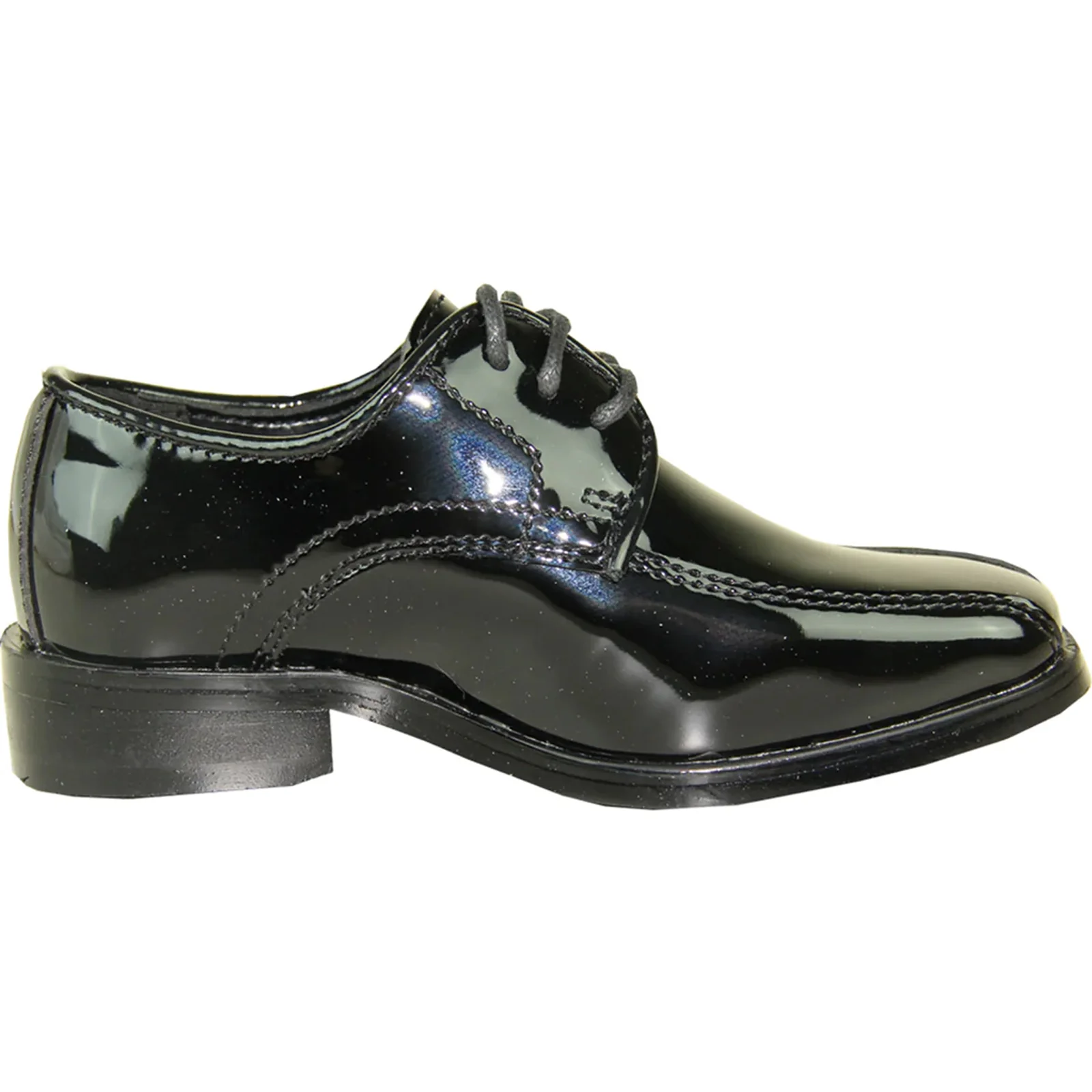 Mens Classic Bicycle Square Pointy Toe Patent Tuxedo Shoe in Black - Image 2
