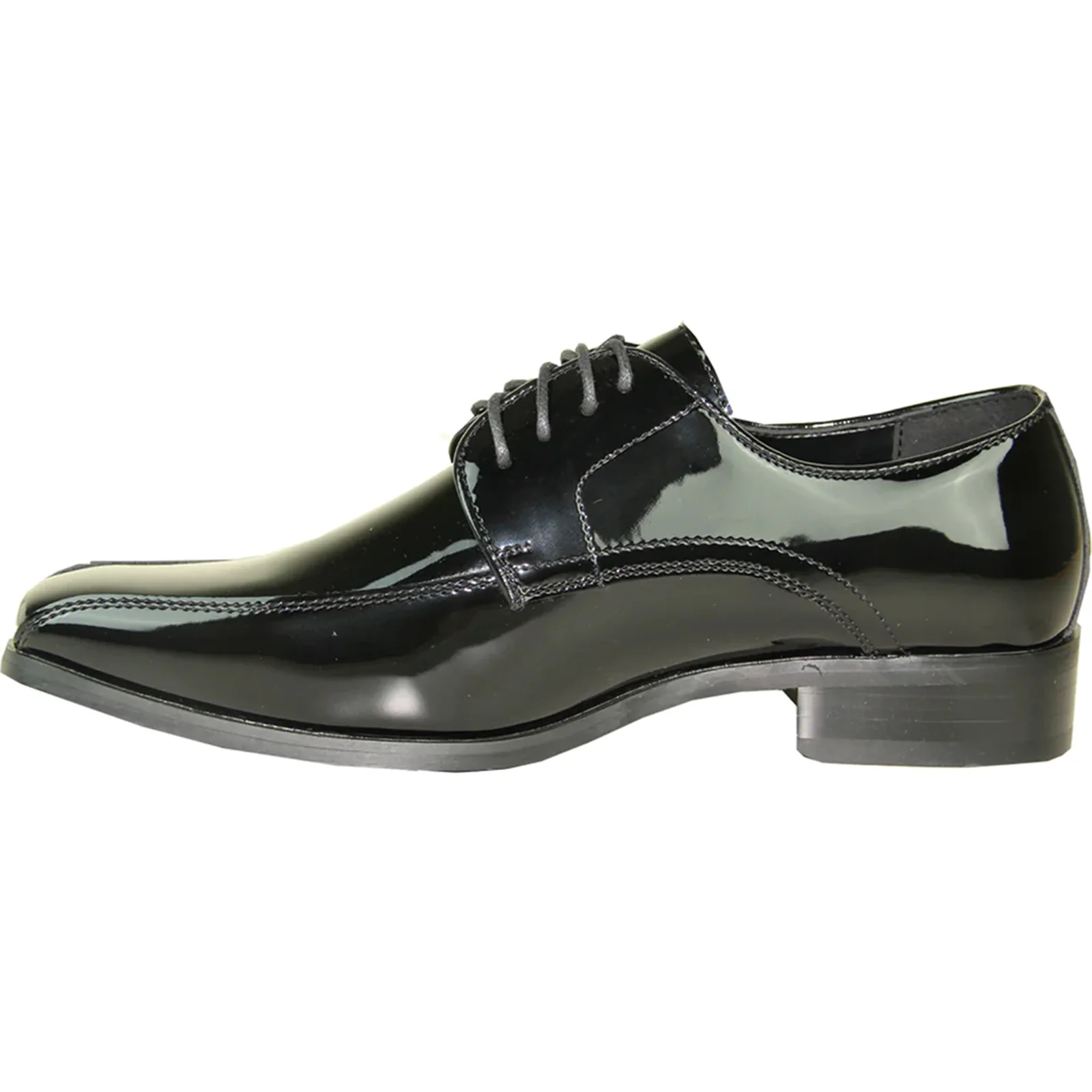 Mens Classic Bicycle Square Pointy Toe Patent Tuxedo Shoe in Black - Image 3