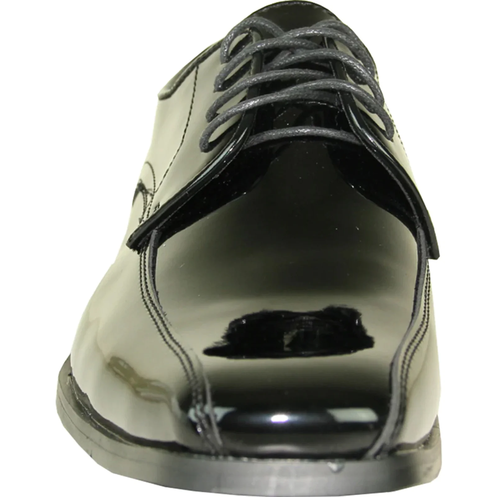 Mens Classic Bicycle Square Pointy Toe Patent Tuxedo Shoe in Black - Image 4