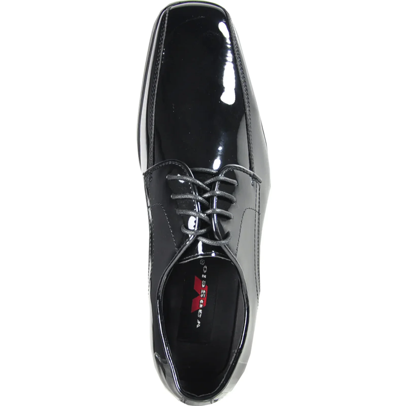 Mens Classic Bicycle Square Pointy Toe Patent Tuxedo Shoe in Black - Image 6