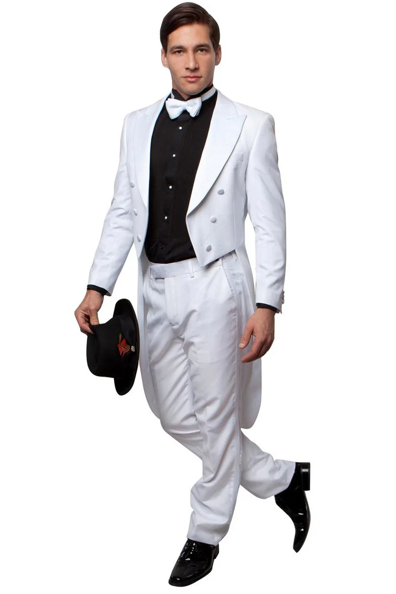 Men's Classic Designer Long Tail Tuxedo in White - Image 2
