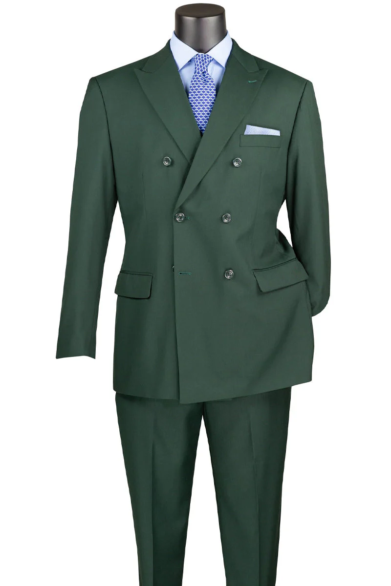 Men's Classic Double Breasted Suit in Hunter Green - Image 2