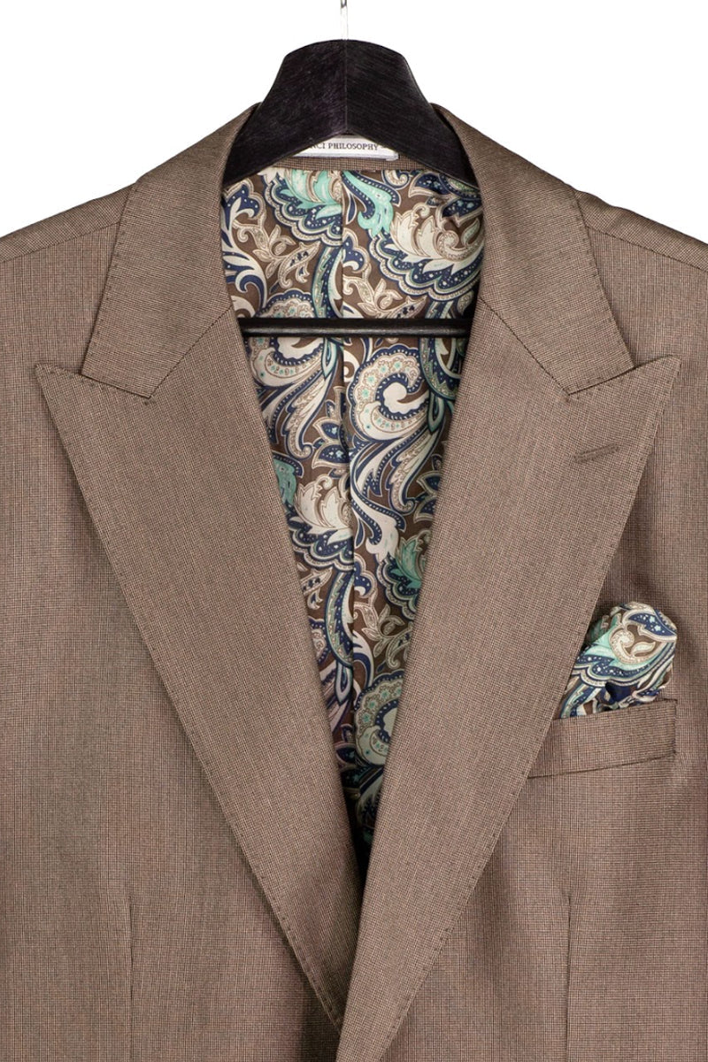 Men's Classic Fit Vested Fall Sharkskin Suit in Dark Taupe - Image 4