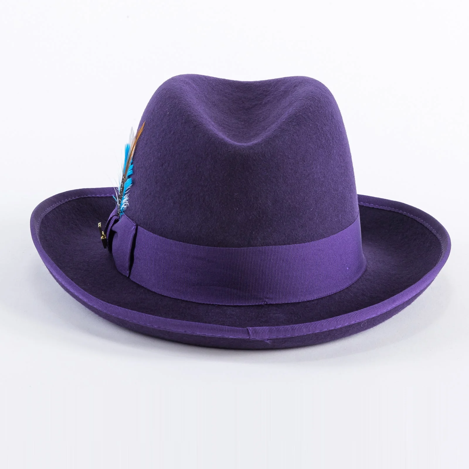 Mens Classic Gangster Godfather Wool Dress Hat in Purple - Image 2