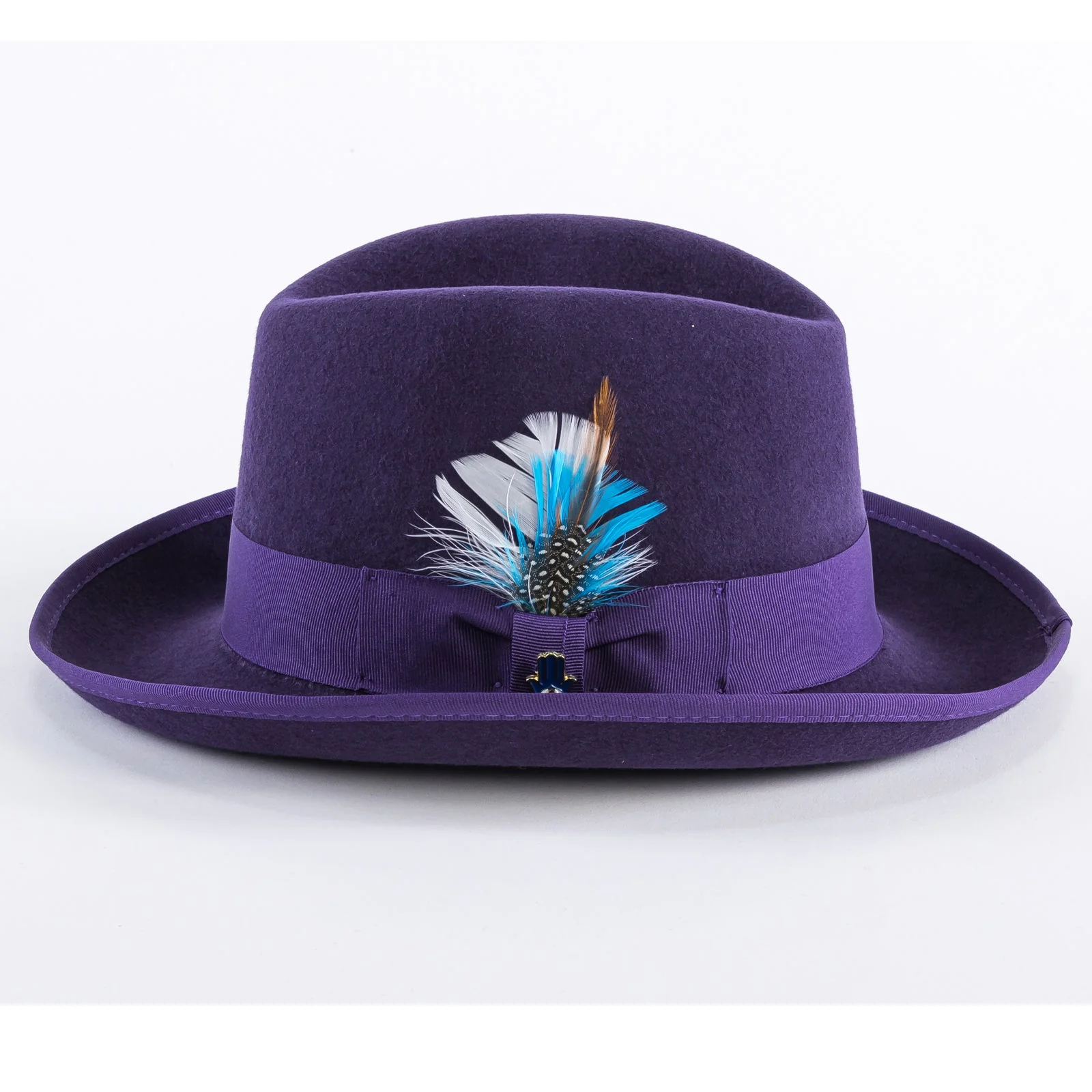 Mens Classic Gangster Godfather Wool Dress Hat in Purple - Image 3