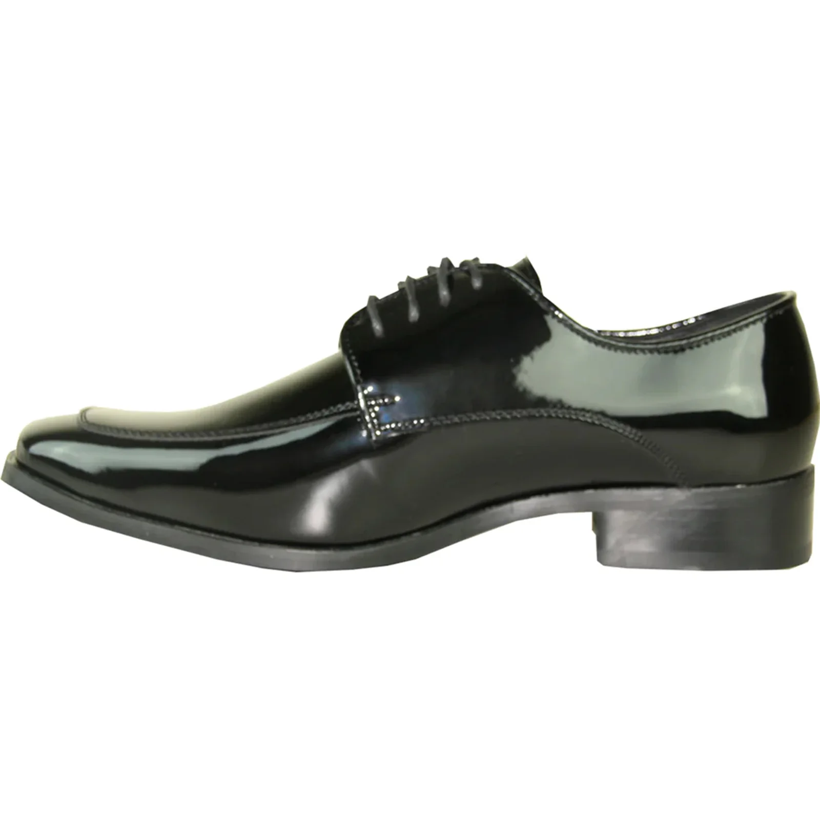 Mens Classic Moc Toe Shiny Patent Tuxedo Prom Shoe in Black - Image 3