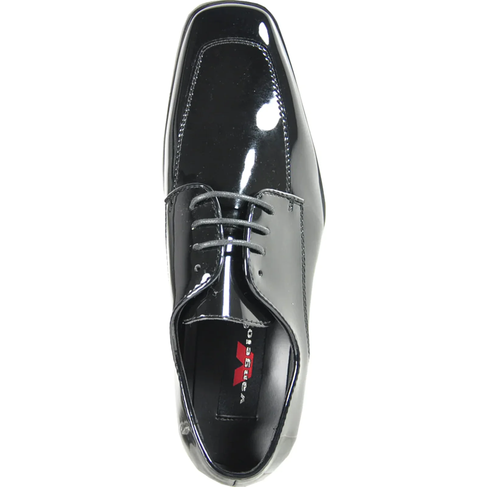 Mens Classic Moc Toe Shiny Patent Tuxedo Prom Shoe in Black - Image 6