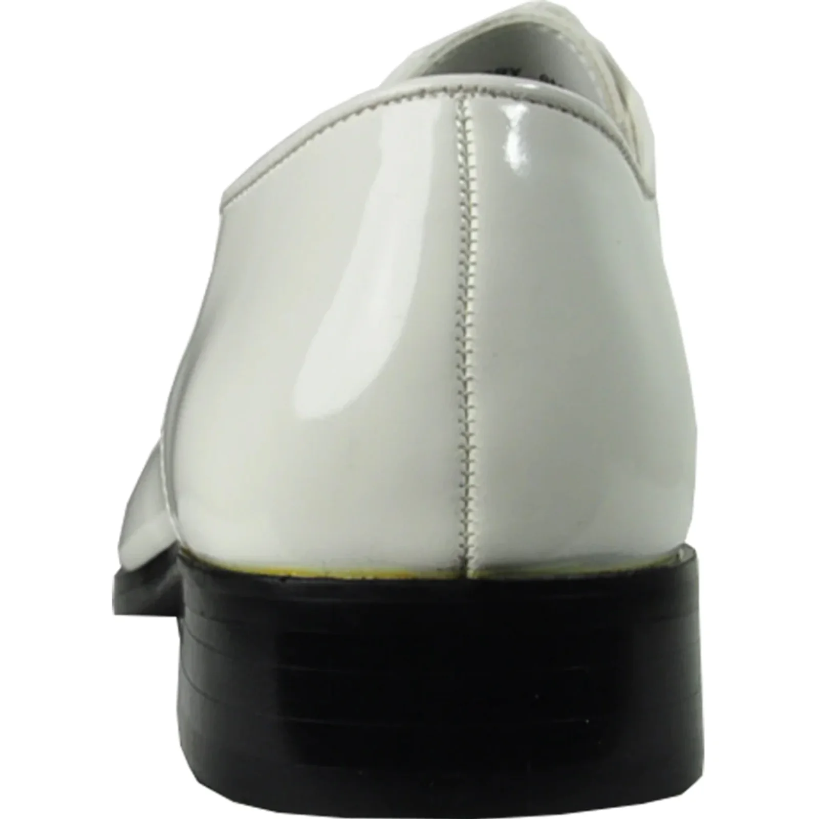 Mens Classic Moc Toe Shiny Patent Tuxedo Prom Shoe in Ivory - Image 5