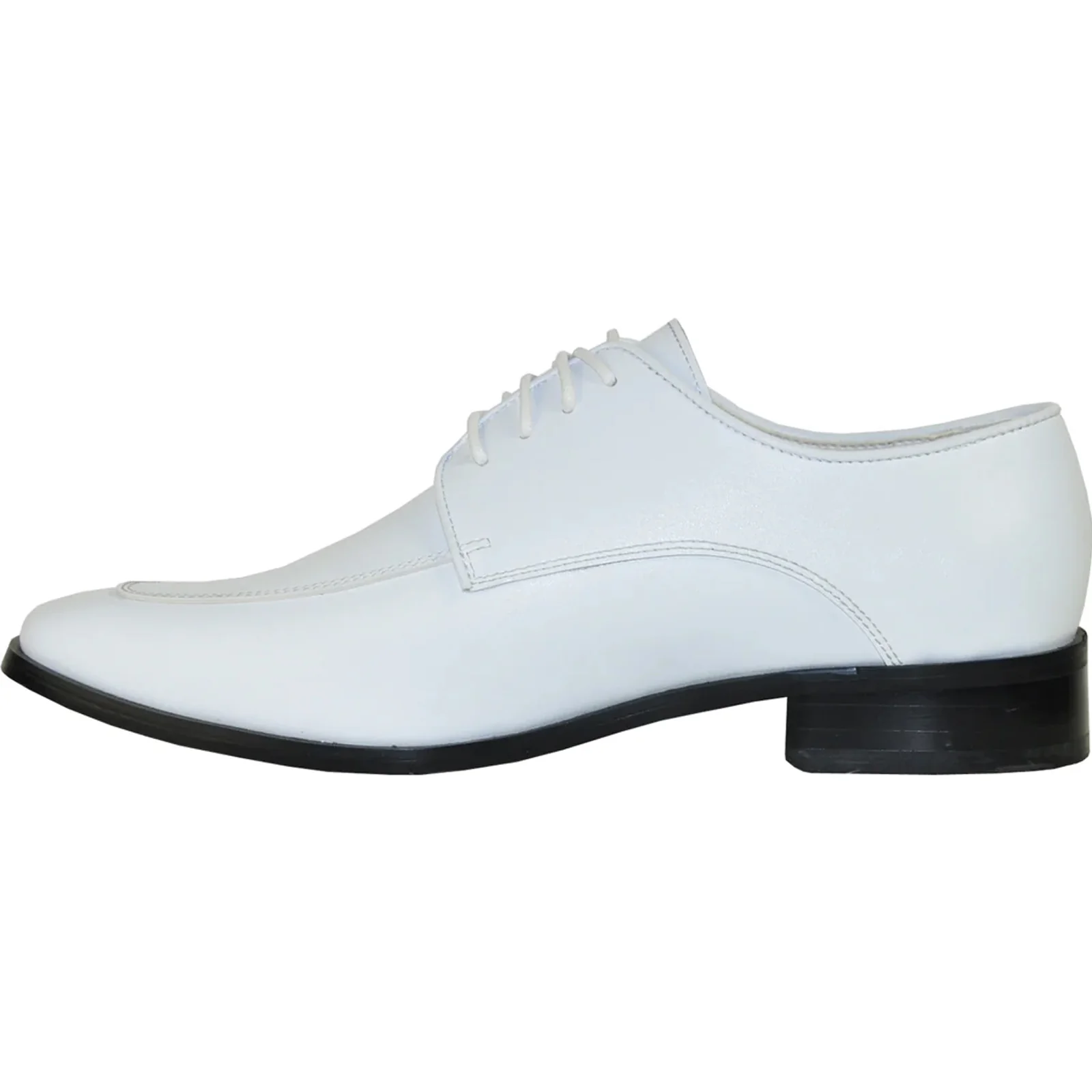 Mens Classic Moc Toe Tuxedo Prom Shoe in White - Image 3