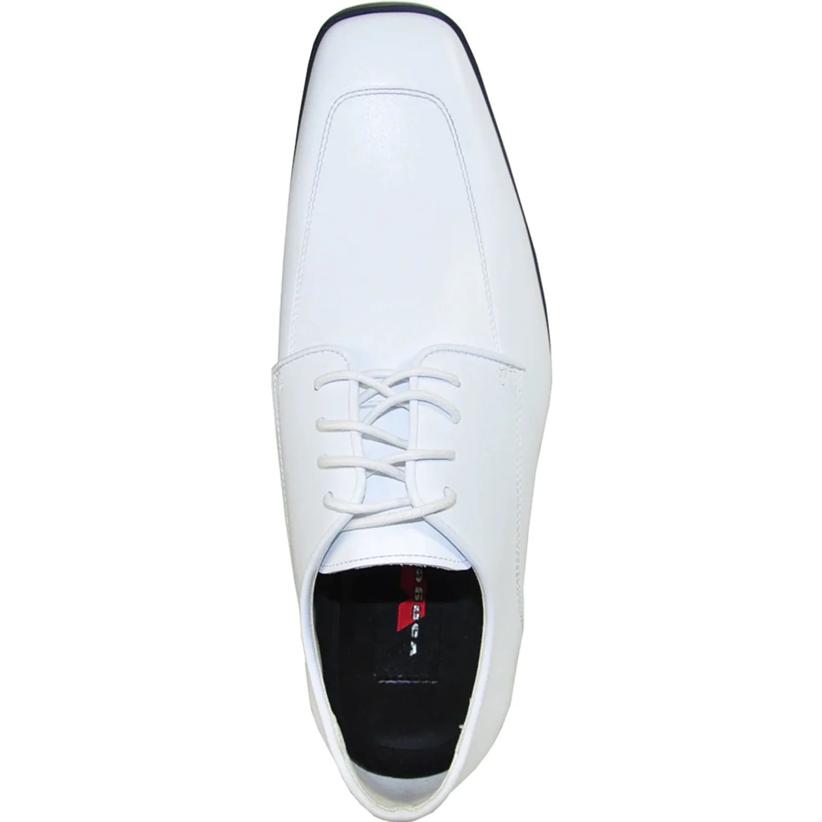 Mens Classic Moc Toe Tuxedo Prom Shoe in White - Image 6