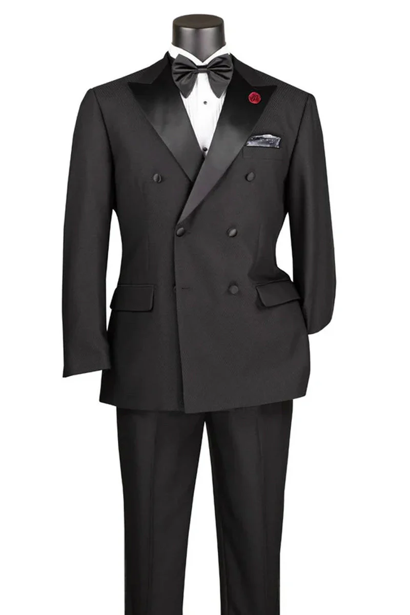 Men's Classic Modern Fit Double Breasted Tuxedo in Black - Image 2