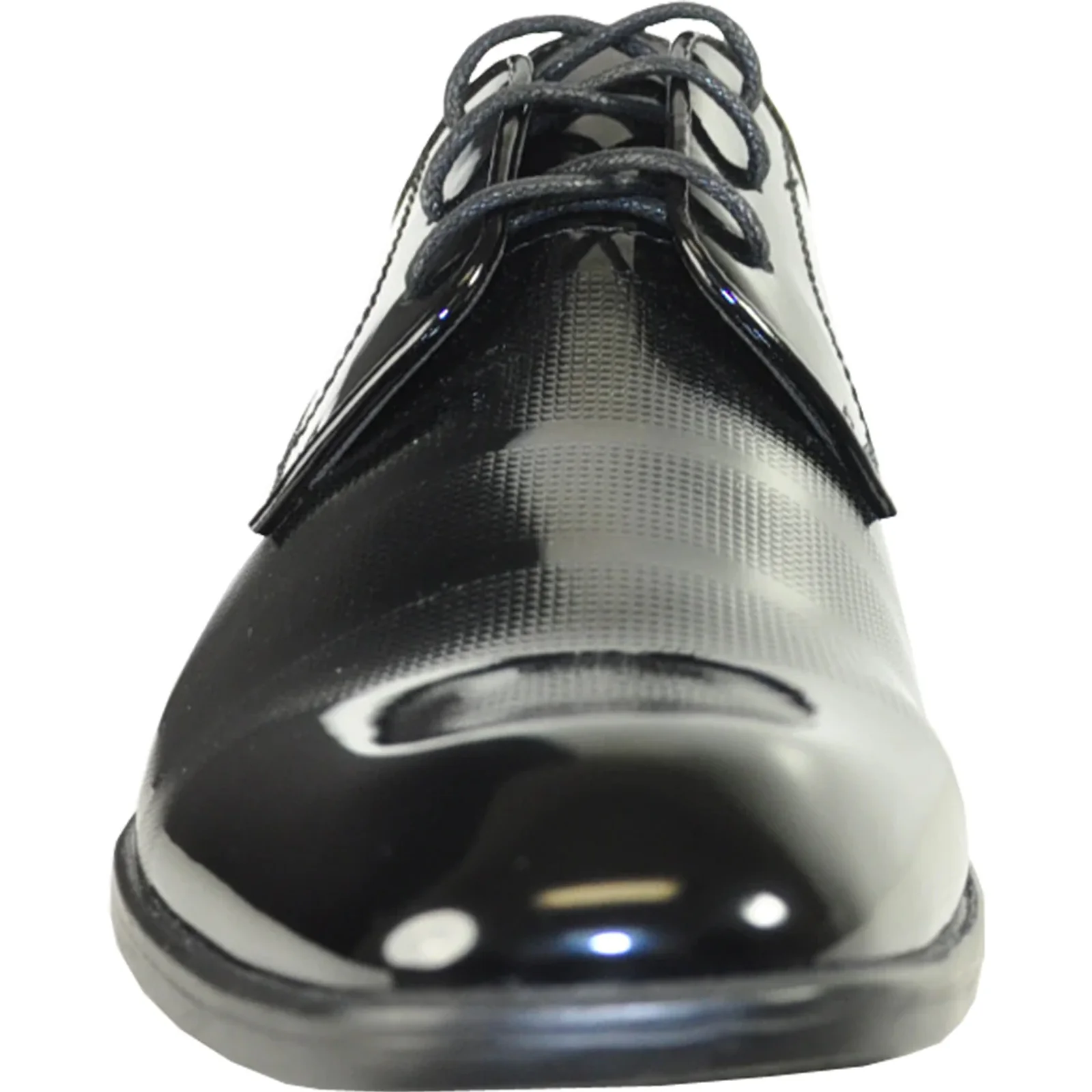 Mens Classic Patent Textured Tuxedo Oxford Lace Up Dress Shoe in Black - Image 4