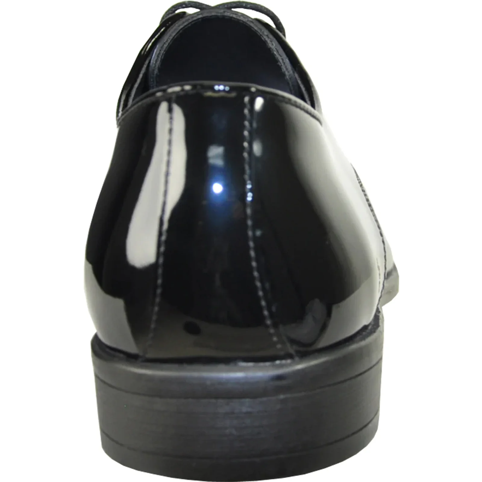 Mens Classic Patent Textured Tuxedo Oxford Lace Up Dress Shoe in Black - Image 5