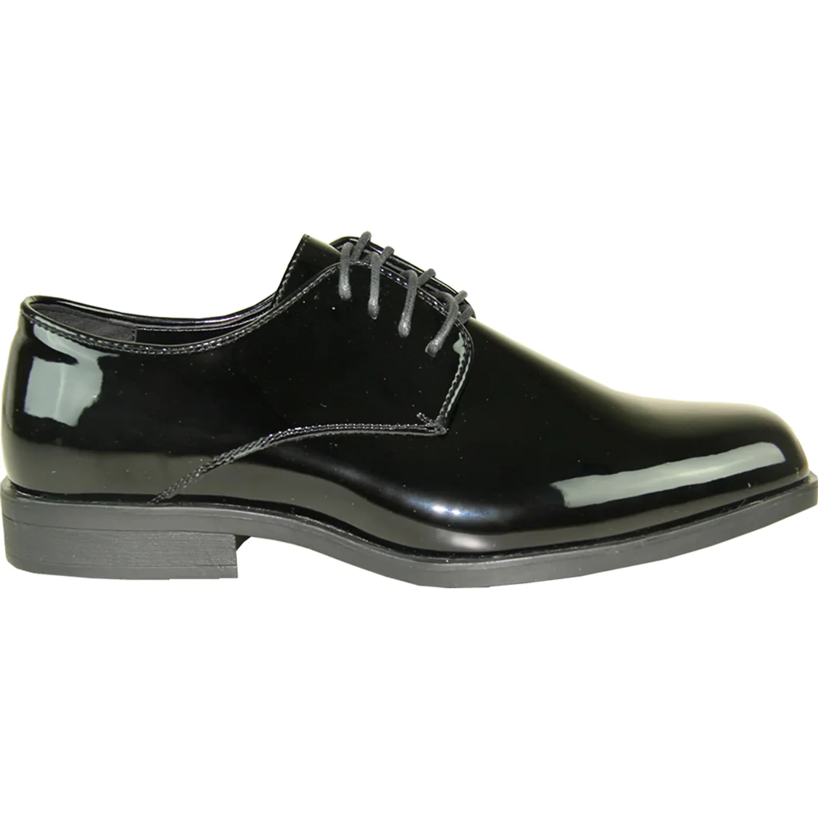 Mens Classic Plain Square Toe Shiny Patent Tuxedo Dress Shoe in Black - Image 2
