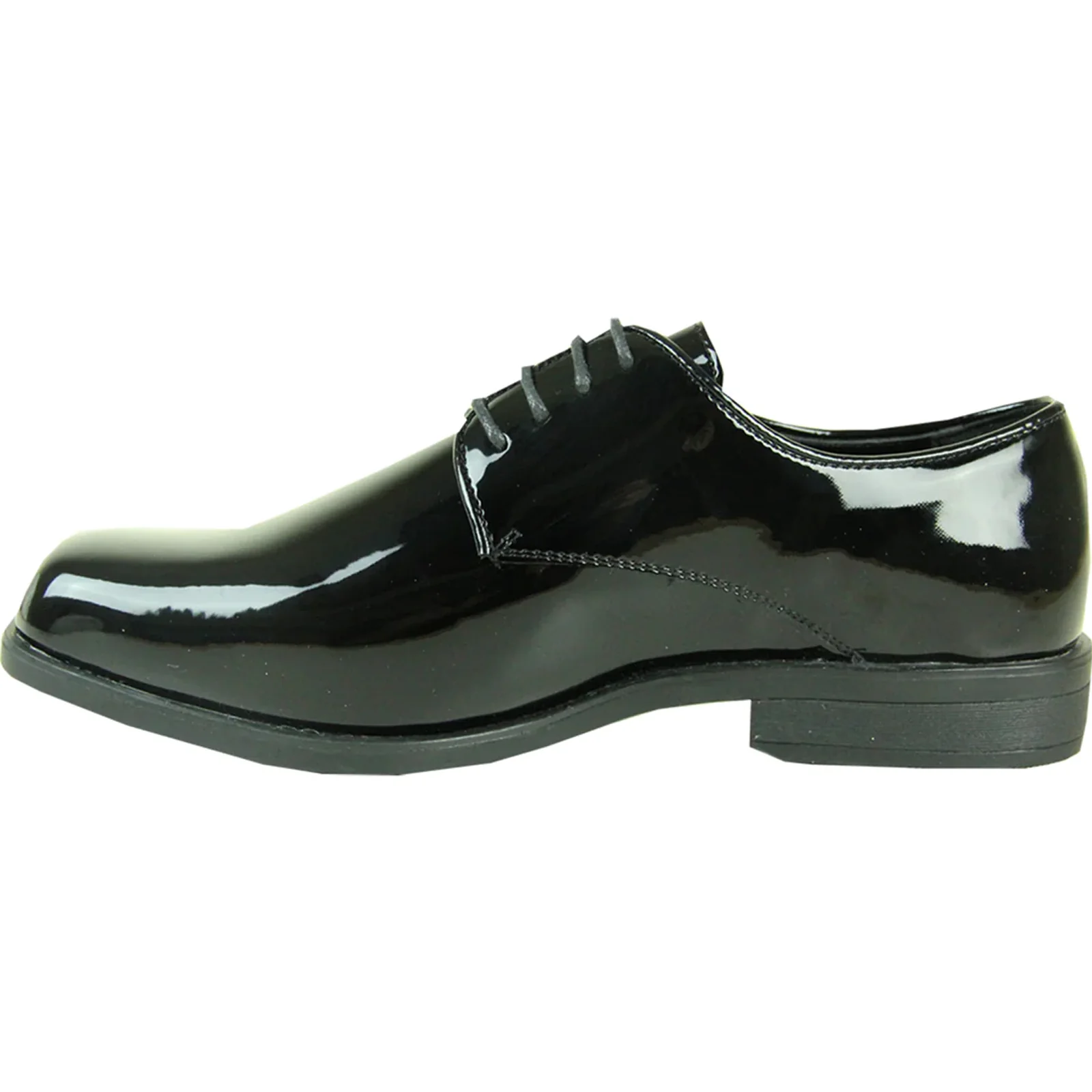 Mens Classic Plain Square Toe Shiny Patent Tuxedo Dress Shoe in Black - Image 3