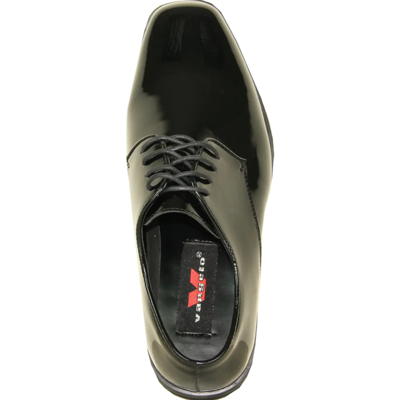 Mens Classic Plain Square Toe Shiny Patent Tuxedo Dress Shoe in Black - Image 6
