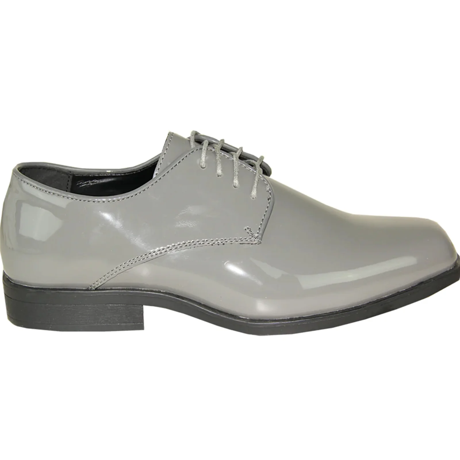 Mens Classic Plain Square Toe Shiny Patent Tuxedo Dress Shoe in Grey - Image 2