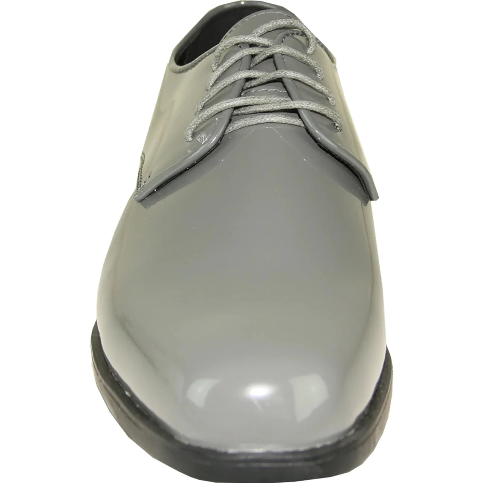 Mens Classic Plain Square Toe Shiny Patent Tuxedo Dress Shoe in Grey - Image 4
