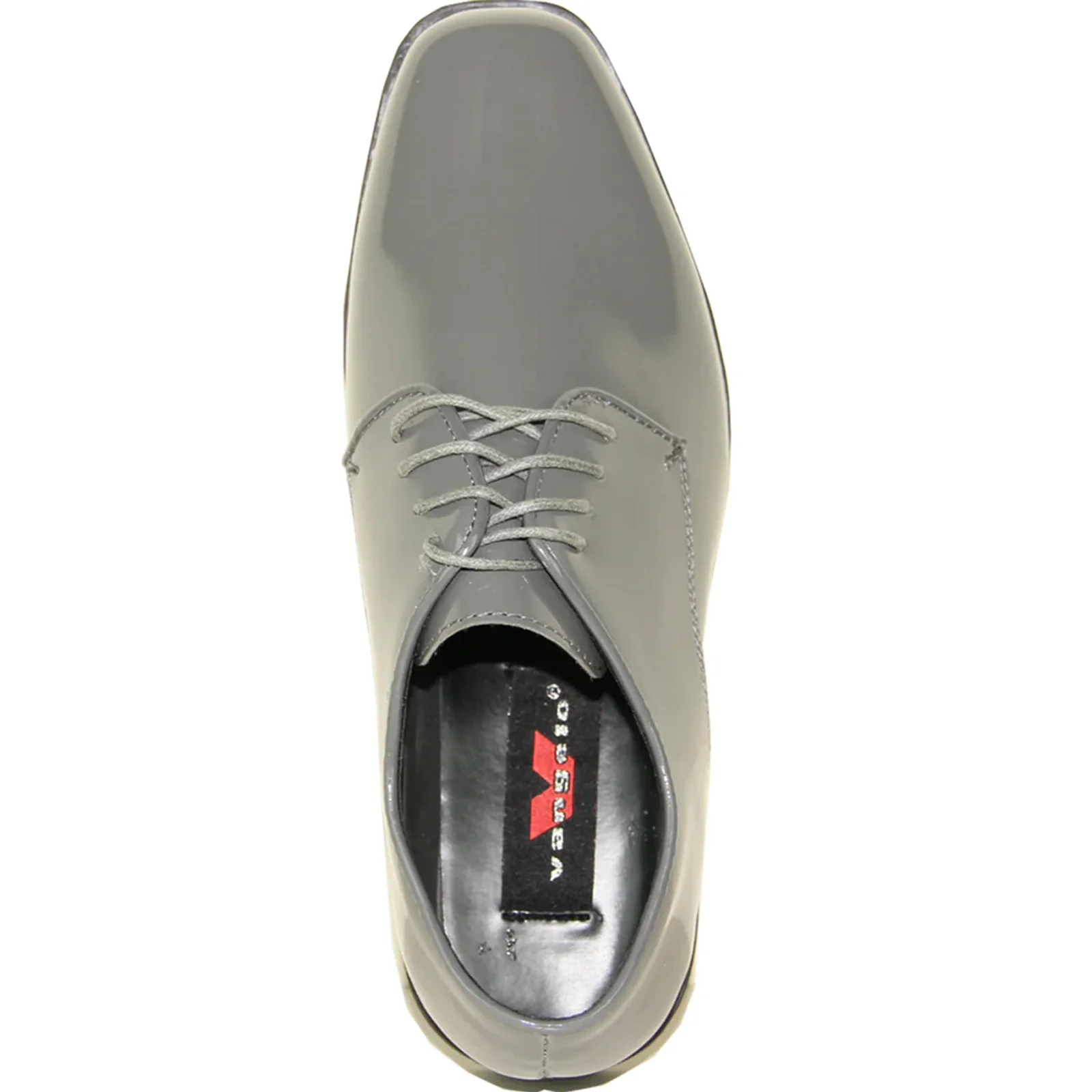 Mens Classic Plain Square Toe Shiny Patent Tuxedo Dress Shoe in Grey - Image 6