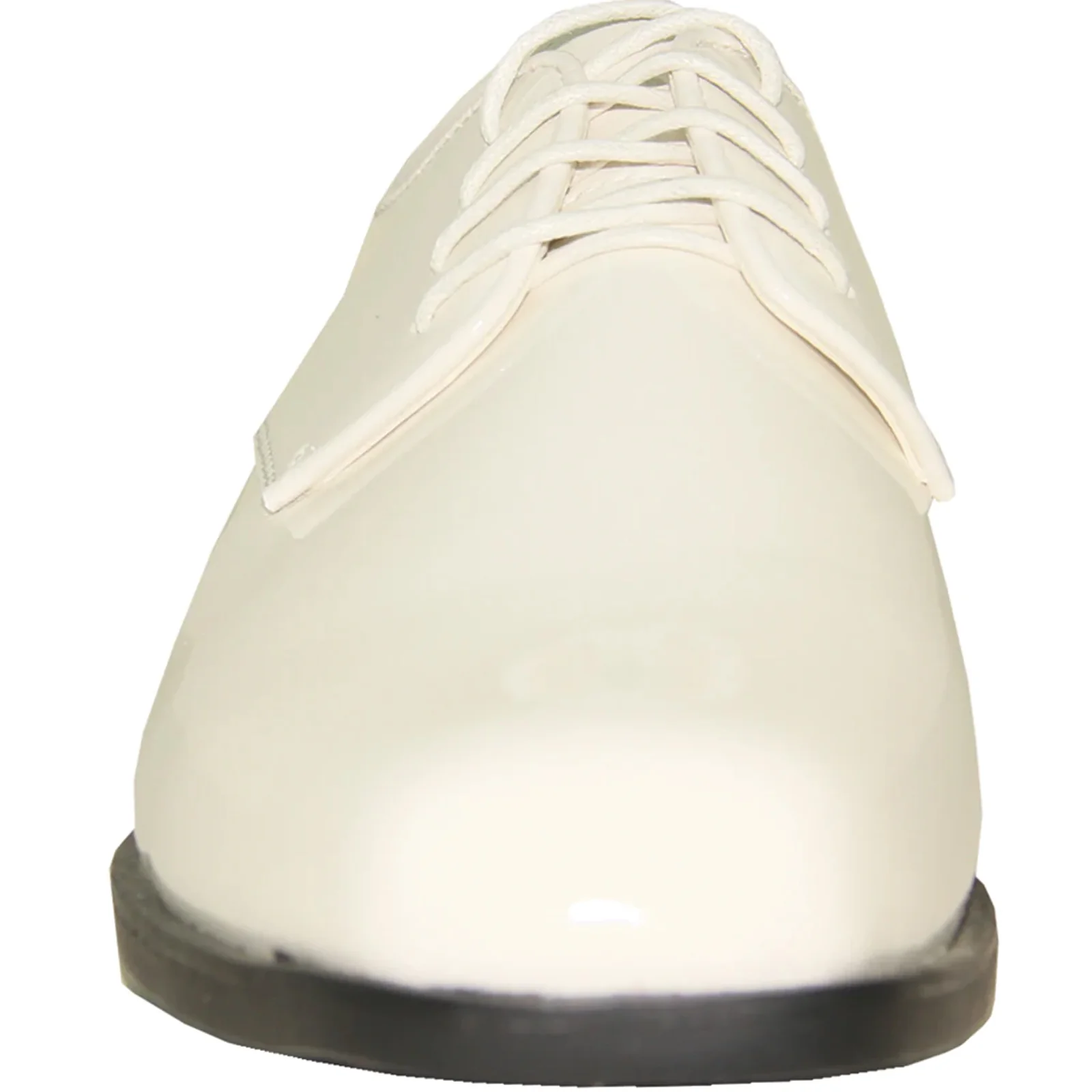 Mens Classic Plain Square Toe Shiny Patent Tuxedo Dress Shoe in Ivory - Image 4