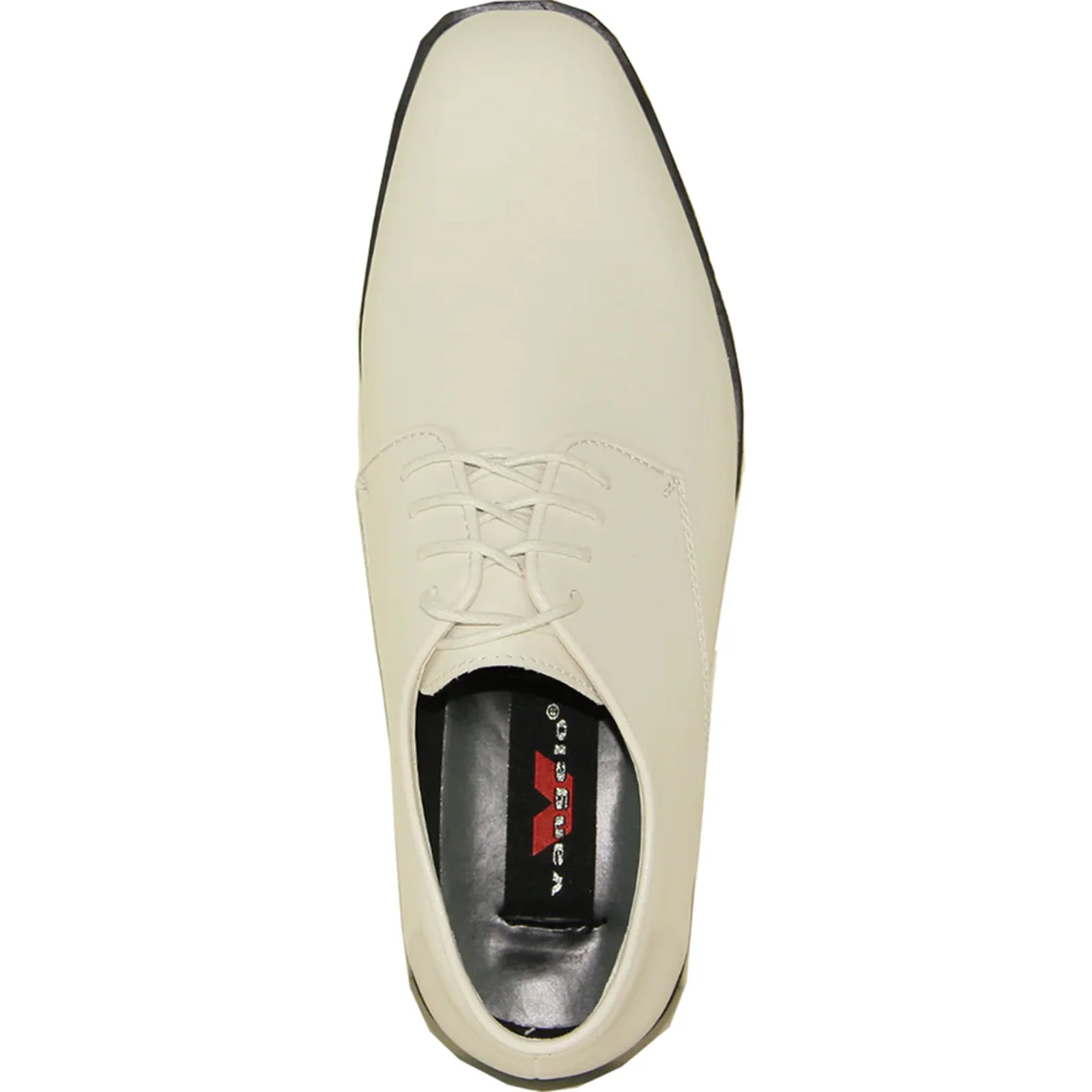Mens Classic Plain Square Toe Shiny Patent Tuxedo Dress Shoe in Ivory - Image 6