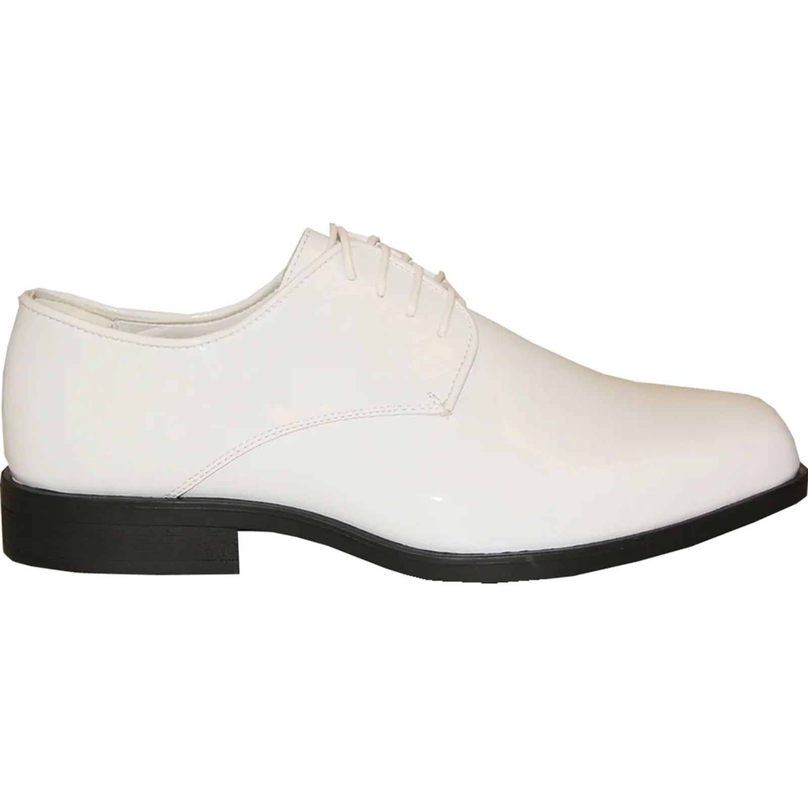 Mens Classic Plain Square Toe Shiny Patent Tuxedo Dress Shoe in White - Image 2