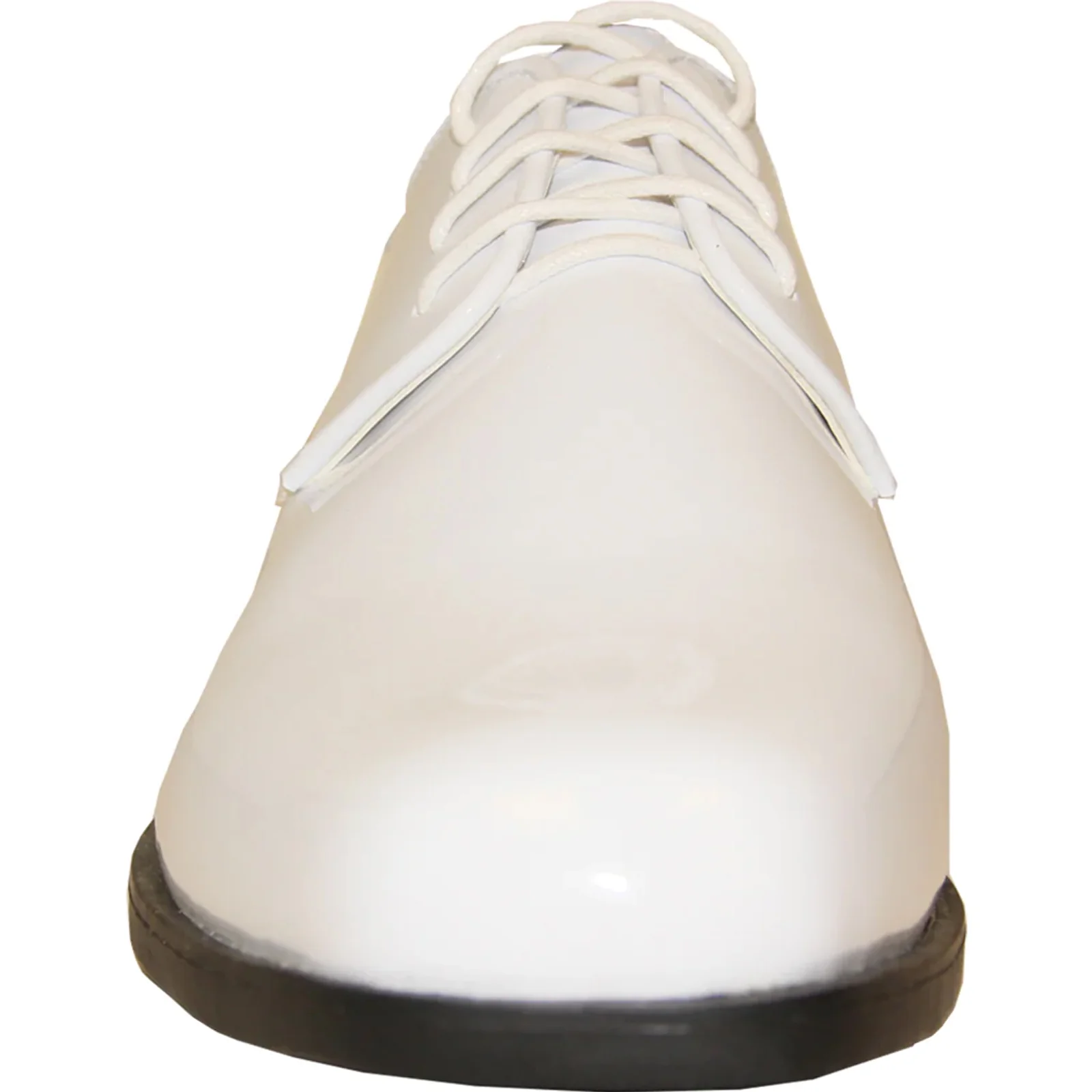 Mens Classic Plain Square Toe Shiny Patent Tuxedo Dress Shoe in White - Image 4