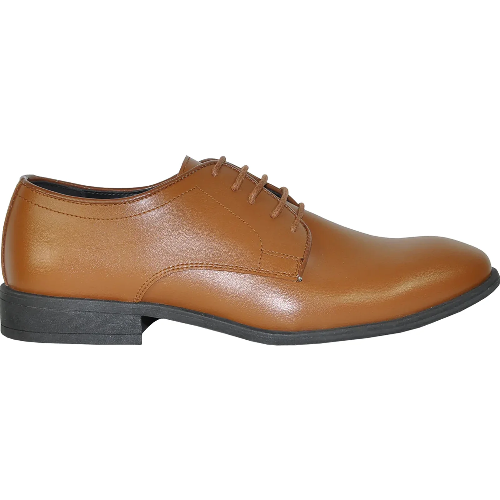 Mens Classic Plain Toe Oxford Dress Shoe in Light Brown - Image 2