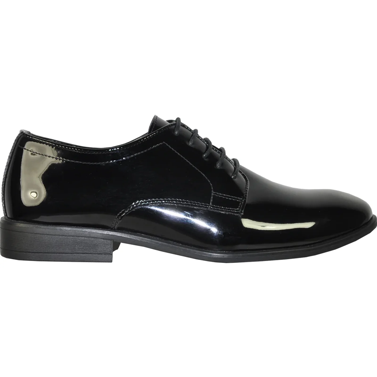 Mens Classic Plain Toe Shiny Patent Tuxedo Oxford Dress Shoe in Black - Image 2