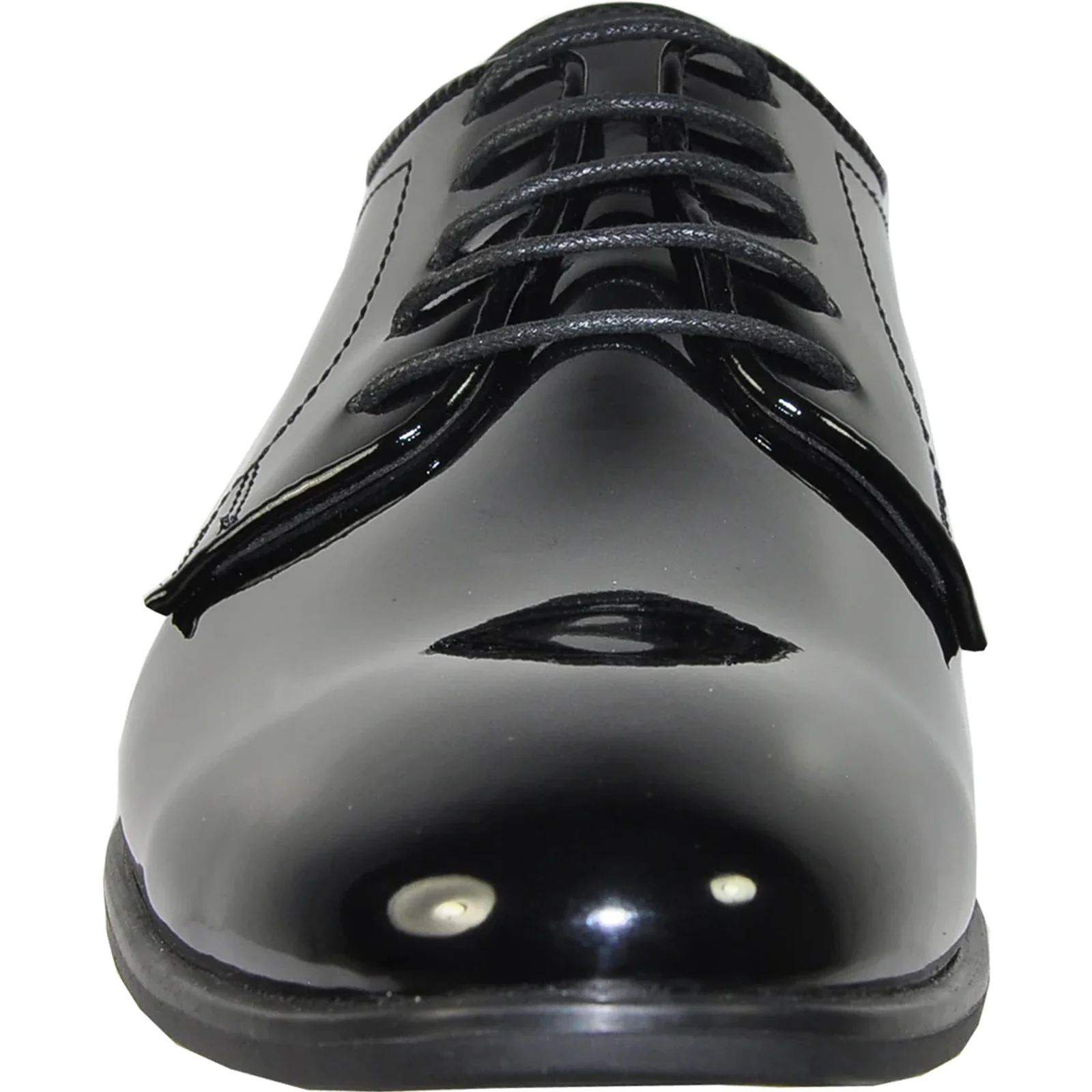 Mens Classic Plain Toe Shiny Patent Tuxedo Oxford Dress Shoe in Black - Image 4