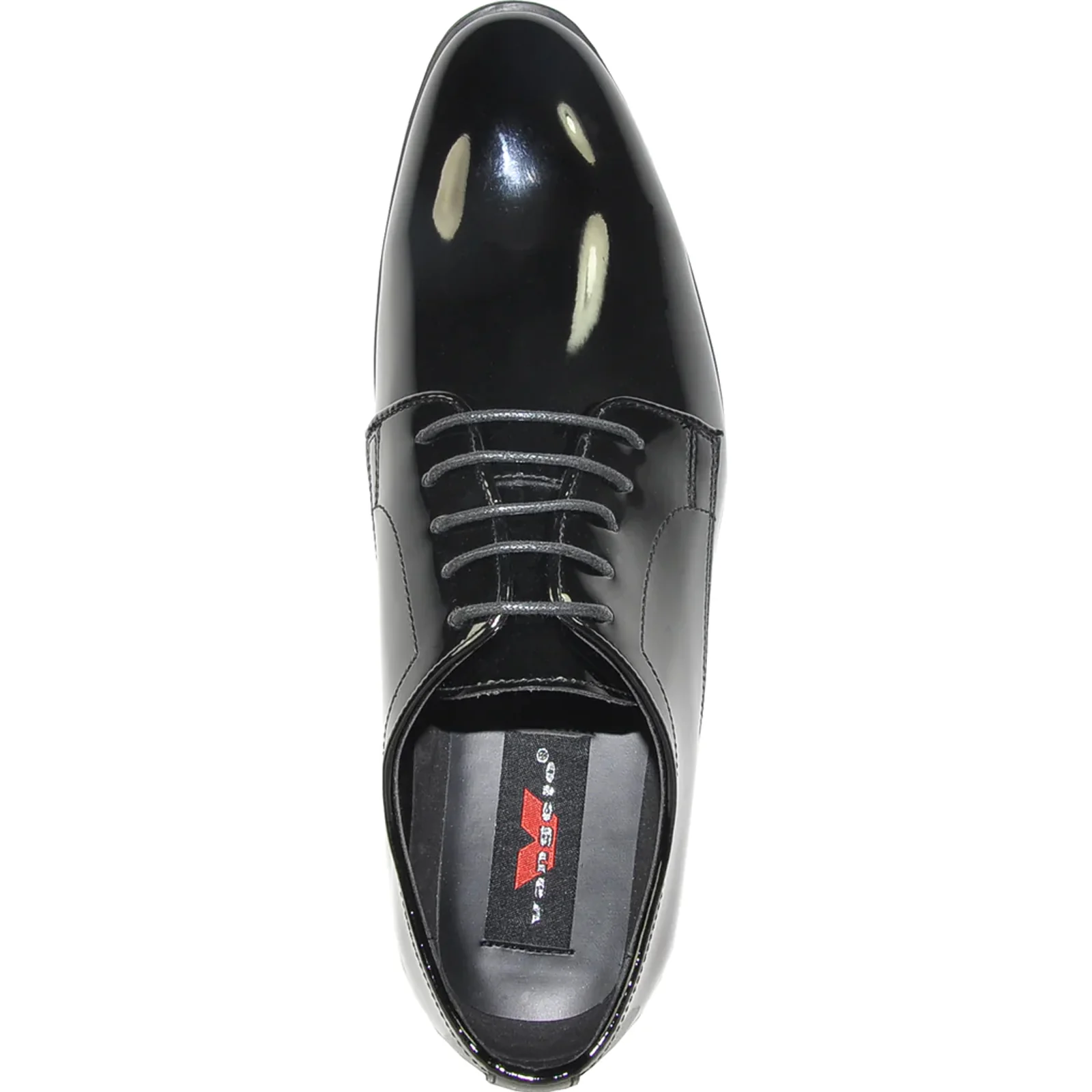 Mens Classic Plain Toe Shiny Patent Tuxedo Oxford Dress Shoe in Black - Image 6