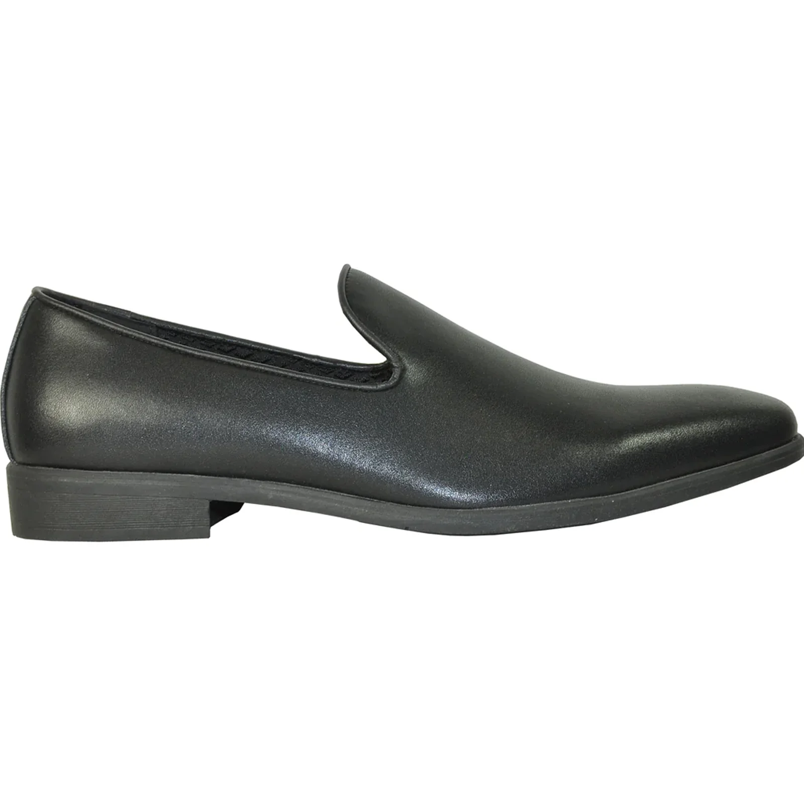 Mens Classic Plain Toe Slip on Loafer Dress Shoe in Black - Image 2