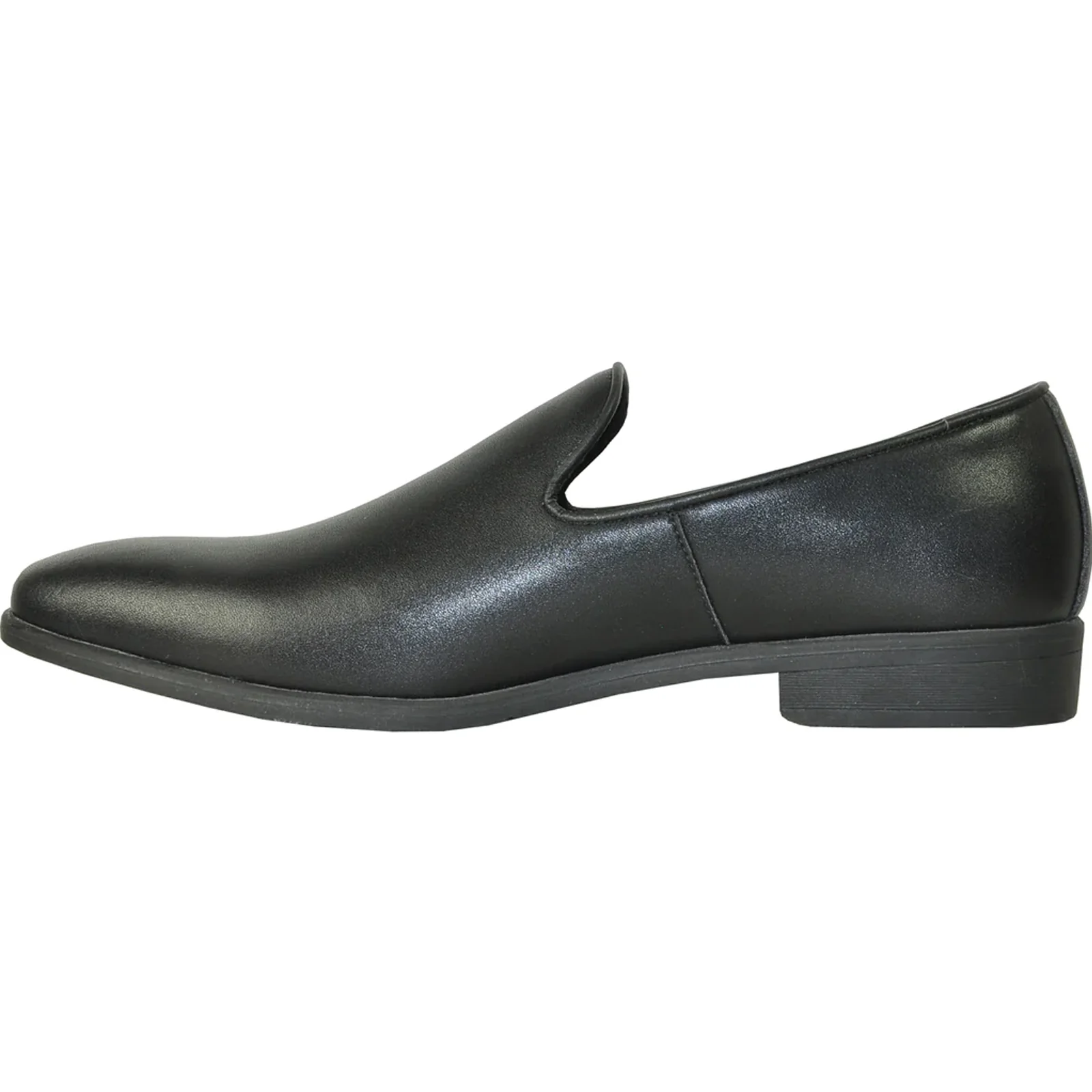 Mens Classic Plain Toe Slip on Loafer Dress Shoe in Black - Image 3