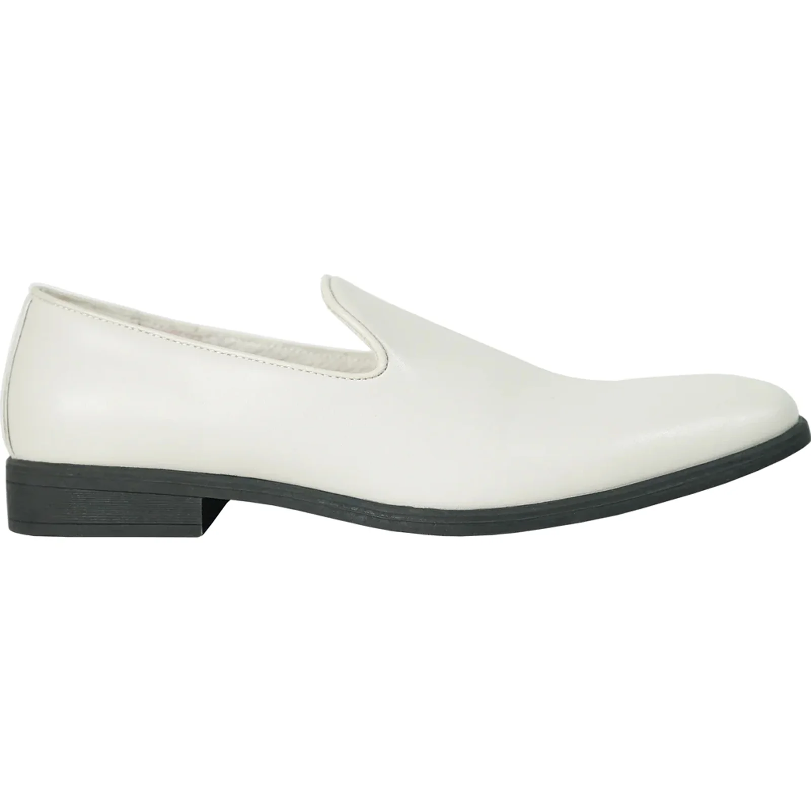 Mens Classic Plain Toe Slip on Loafer Dress Shoe in Ivory - Image 2