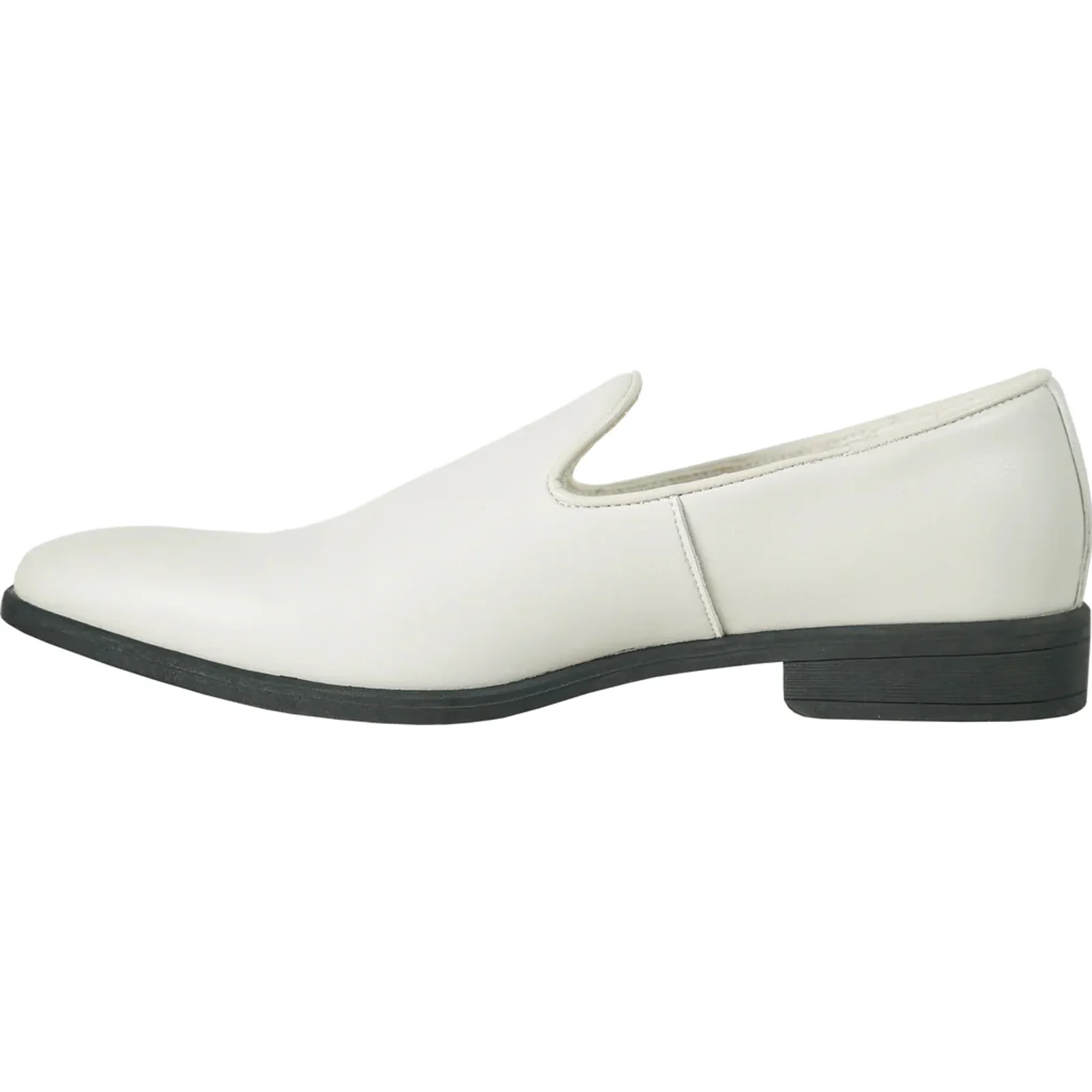 Mens Classic Plain Toe Slip on Loafer Dress Shoe in Ivory - Image 3