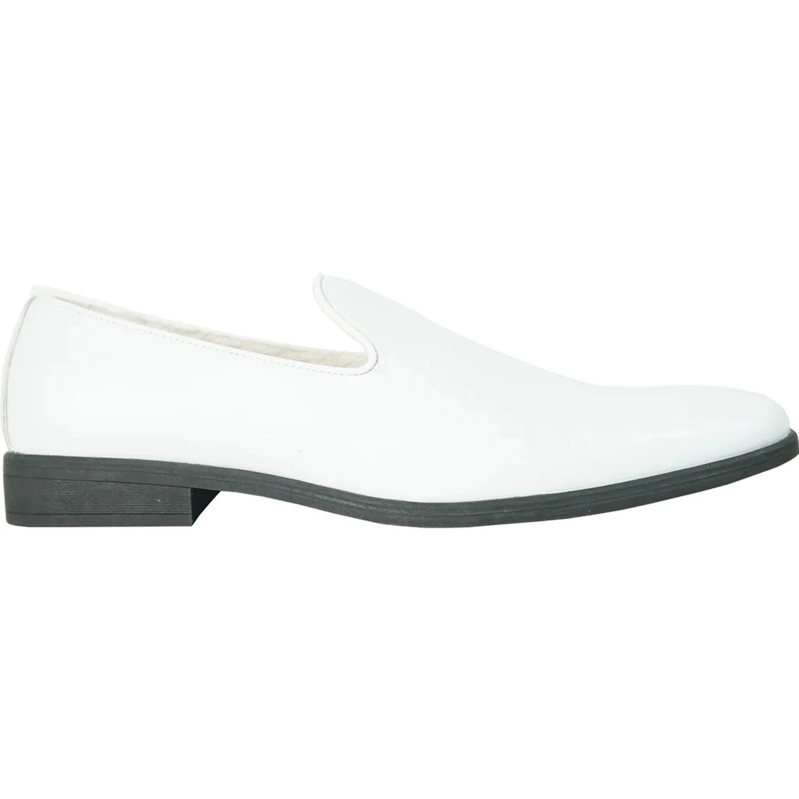 Mens Classic Plain Toe Slip on Loafer Dress Shoe in White - Image 2