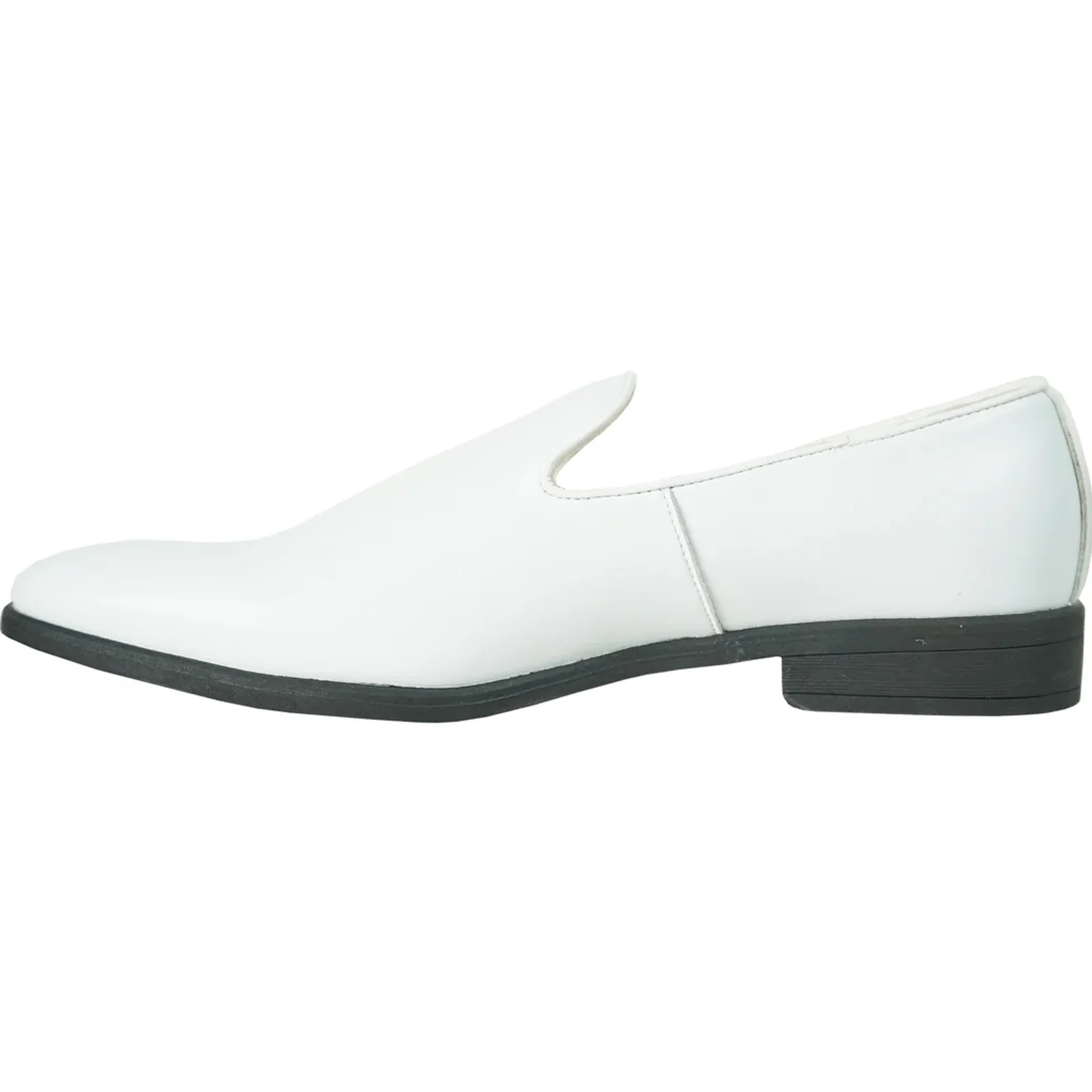 Mens Classic Plain Toe Slip on Loafer Dress Shoe in White - Image 3