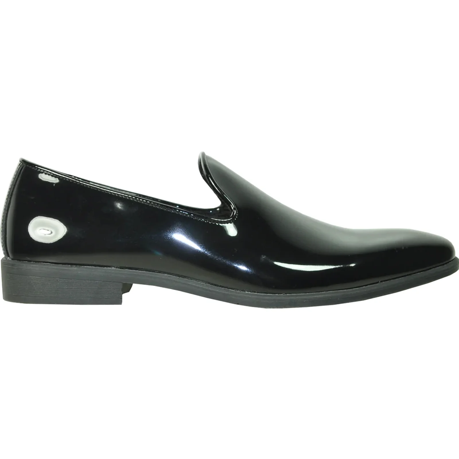Mens Classic Plain Toe Slip on Patent Loafer Tuxedo Shoe in Black - Image 2