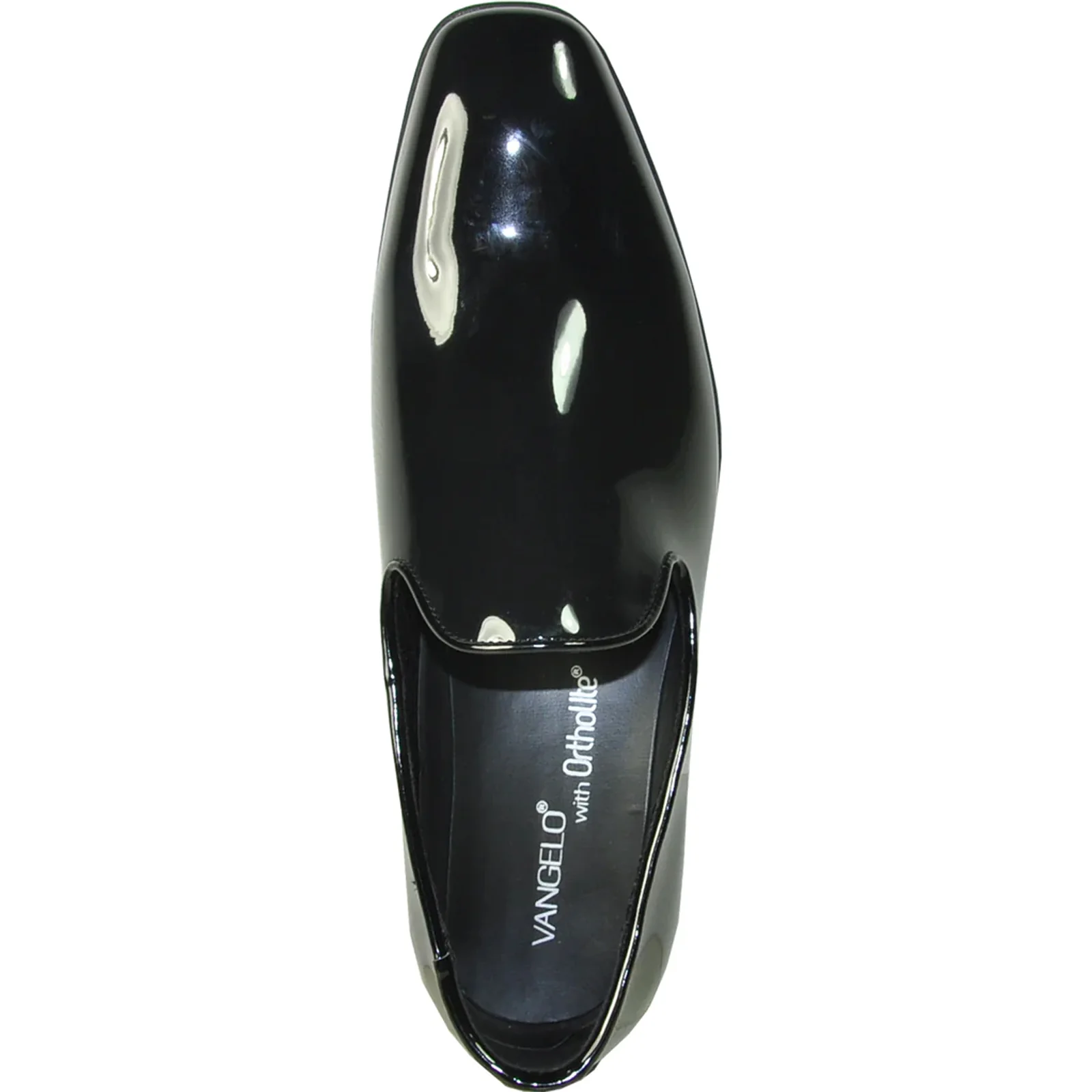 Mens Classic Plain Toe Slip on Patent Loafer Tuxedo Shoe in Black - Image 6