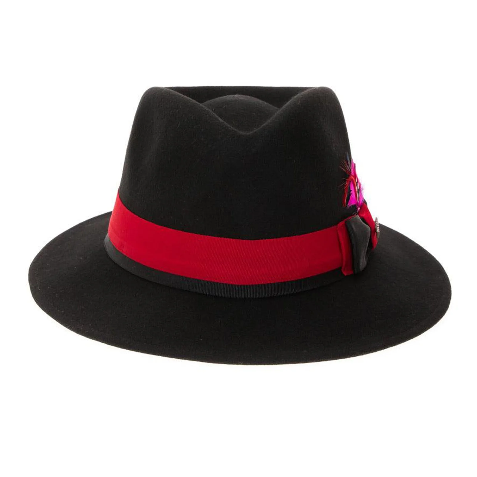 Men's Classic Two Tone Fedora Dress Hat in Black & Red - Image 2