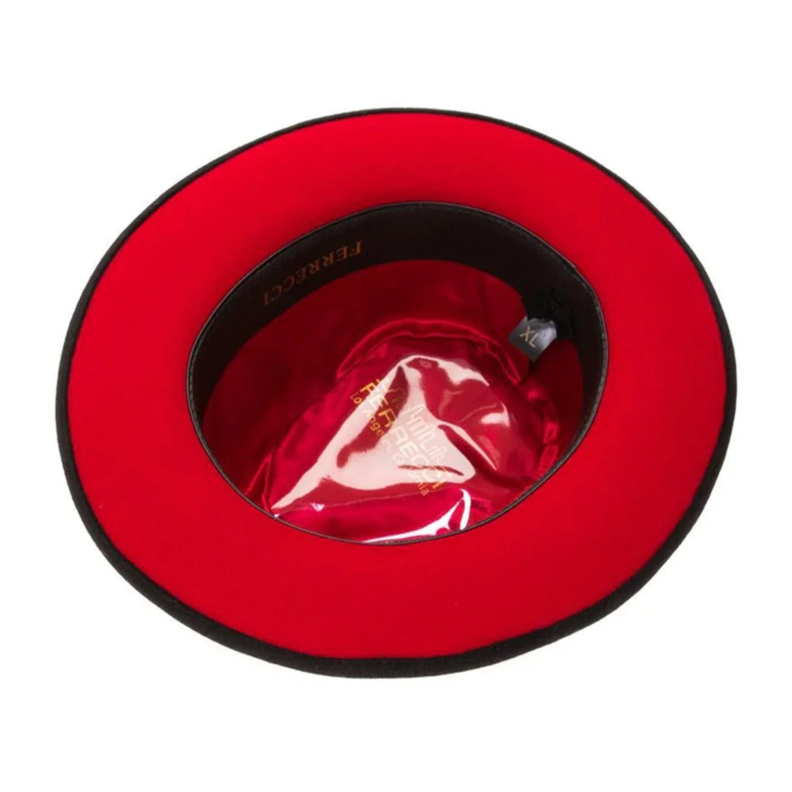 Men's Classic Two Tone Fedora Dress Hat in Black & Red - Image 3