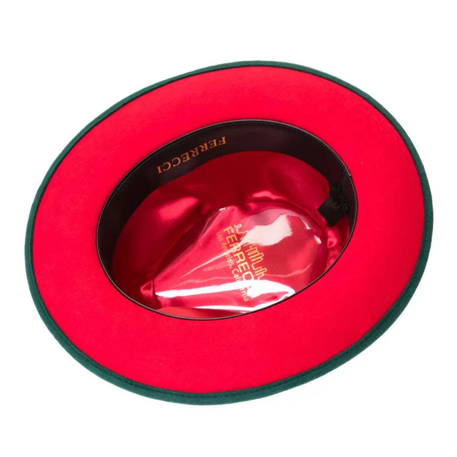 Men's Classic Two Tone Fedora Dress Hat in Hunter Green & Red - Image 3