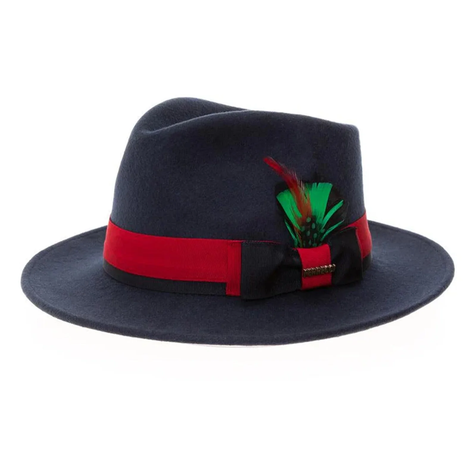 Men's Classic Two Tone Fedora Dress Hat in Navy & Red