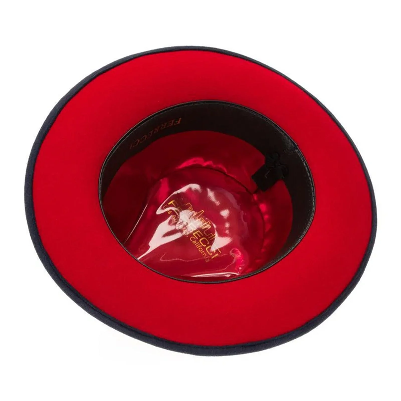 Men's Classic Two Tone Fedora Dress Hat in Navy & Red - Image 3