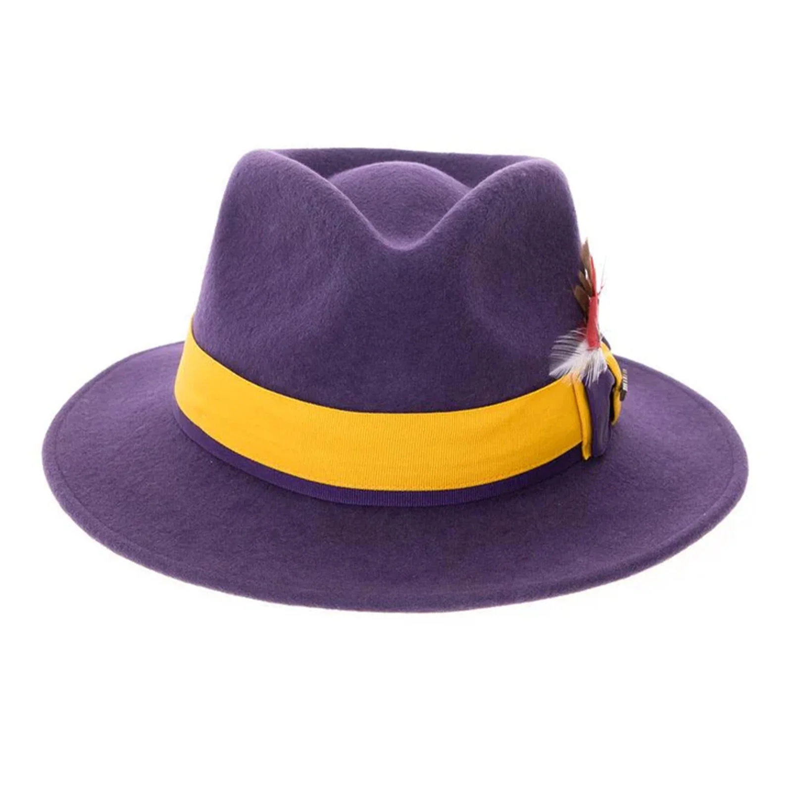Men's Classic Two Tone Fedora Dress Hat in Purple & Gold - Image 2