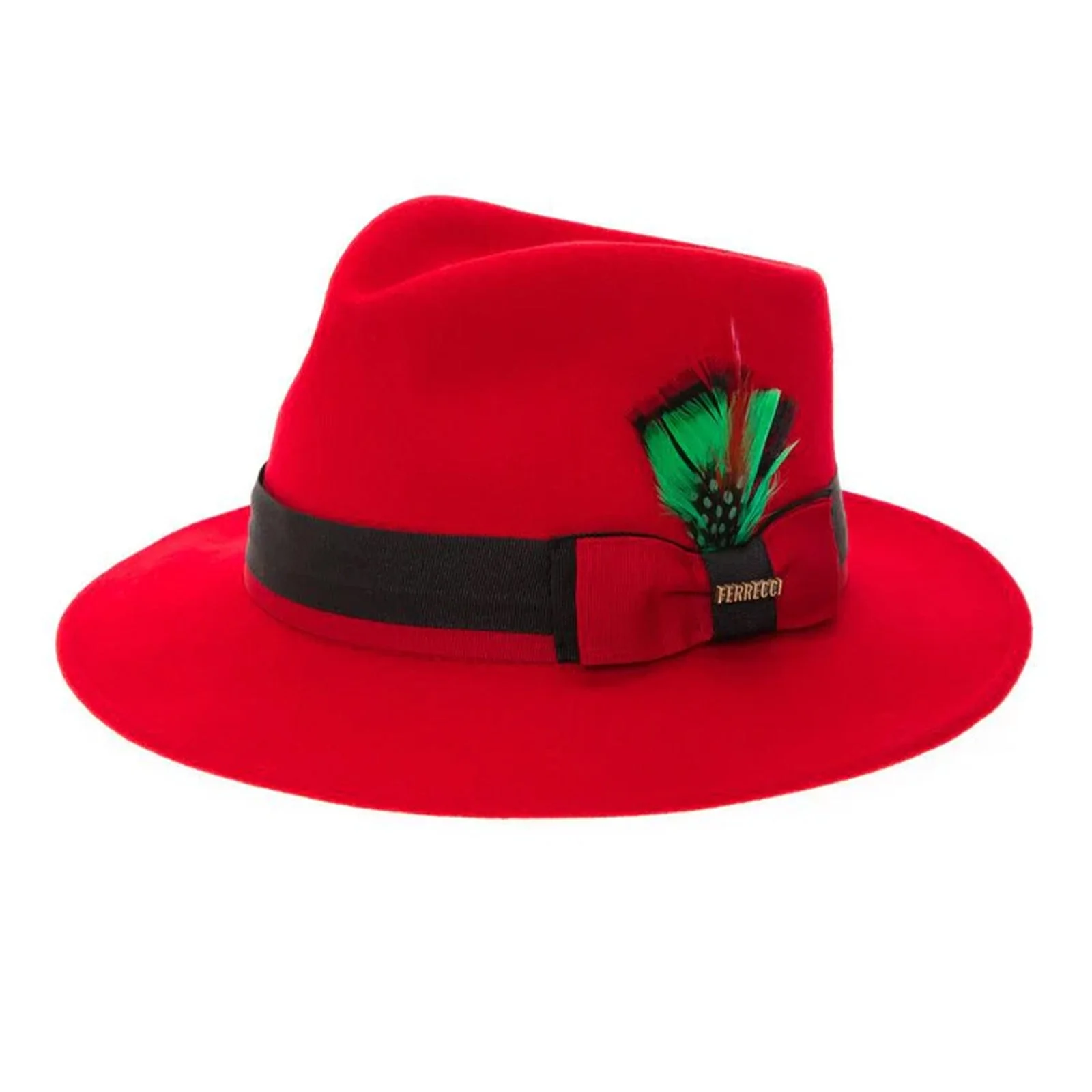 Men's Classic Two Tone Fedora Dress Hat in Red & Black