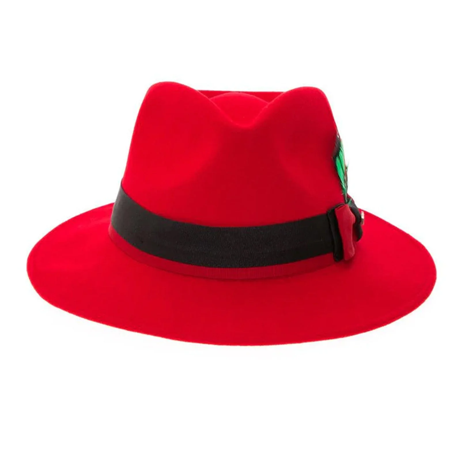 Men's Classic Two Tone Fedora Dress Hat in Red & Black - Image 2