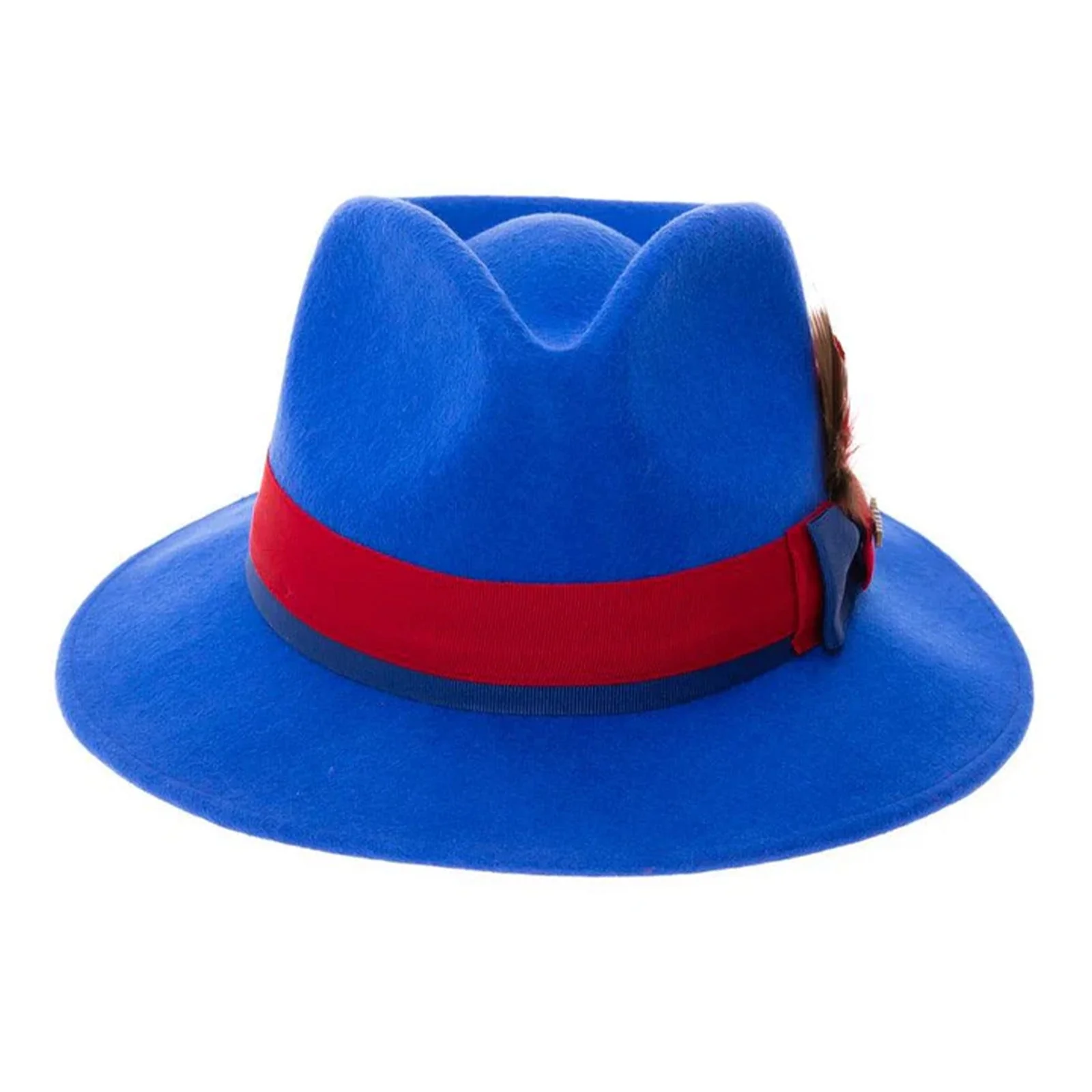 Men's Classic Two Tone Fedora Dress Hat in Royal Blue & Red - Image 2