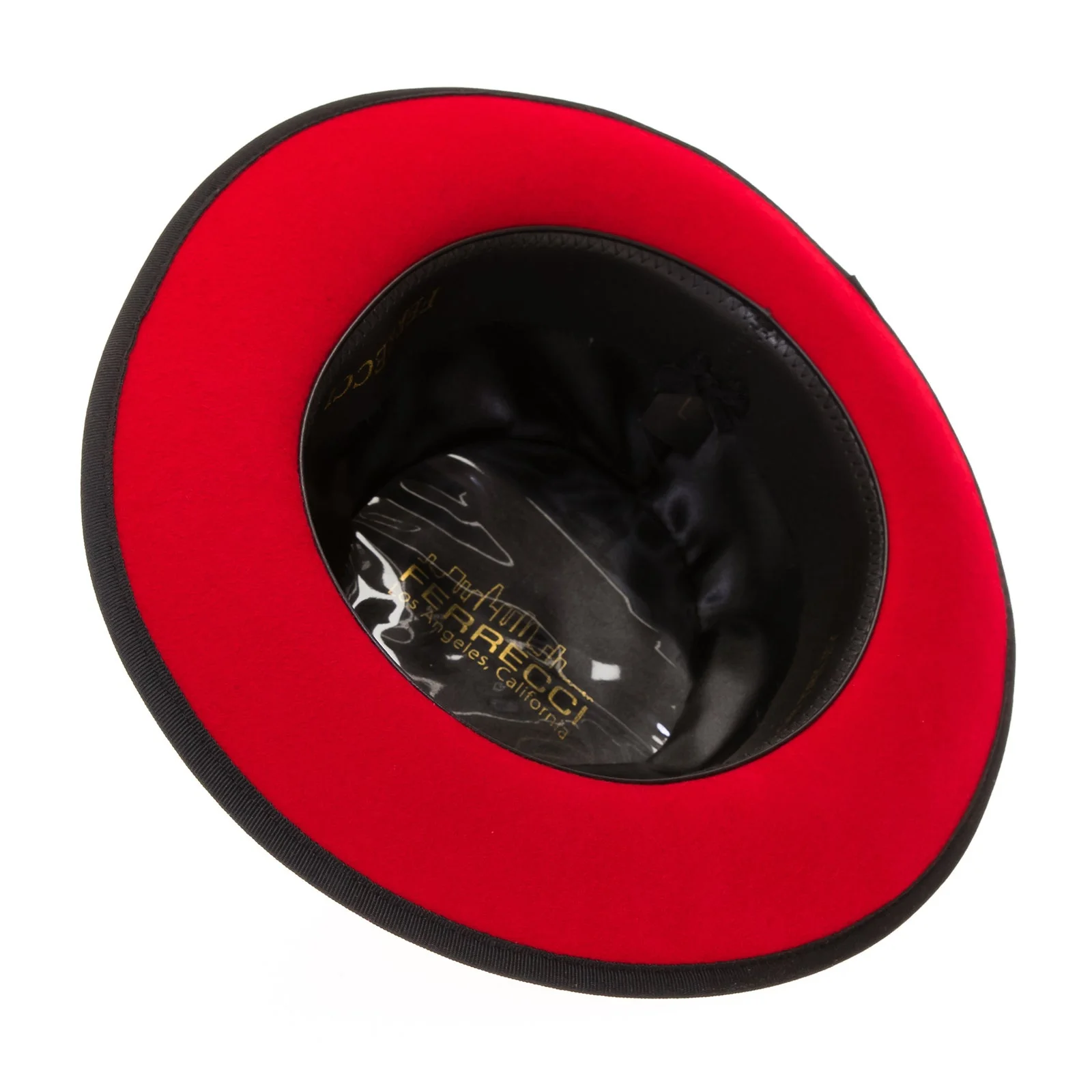 Men's Classic Two Tone Trilby Fedora Dress Hat in Red & Black - Image 2