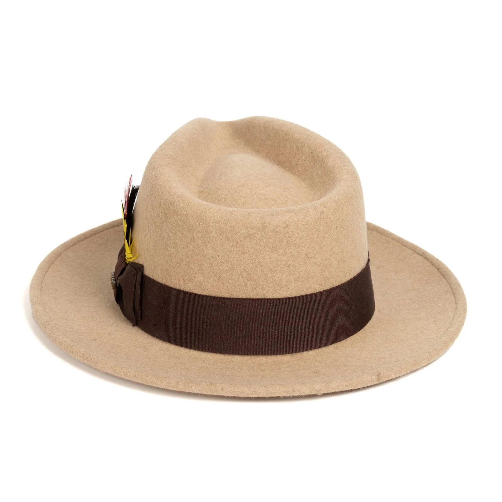 Mens Classic Wool Fedora Dress Hat in Beige Melange - Image 2